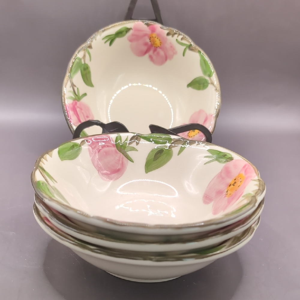 Vintage (4) Four Franciscan Desert Rose Earthenware 6" Dessert / Cereal Bowls